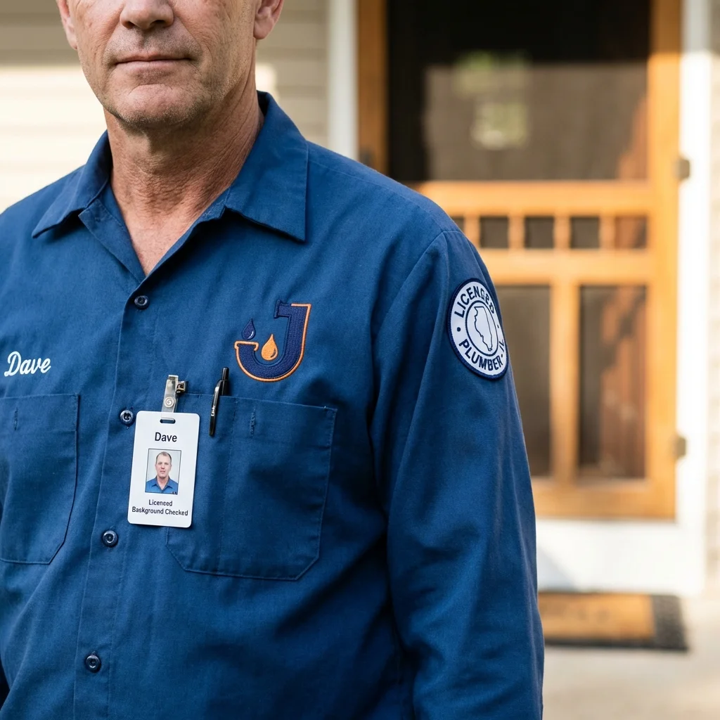 Licensed plumber showing ID badge in Ottumwa, IA