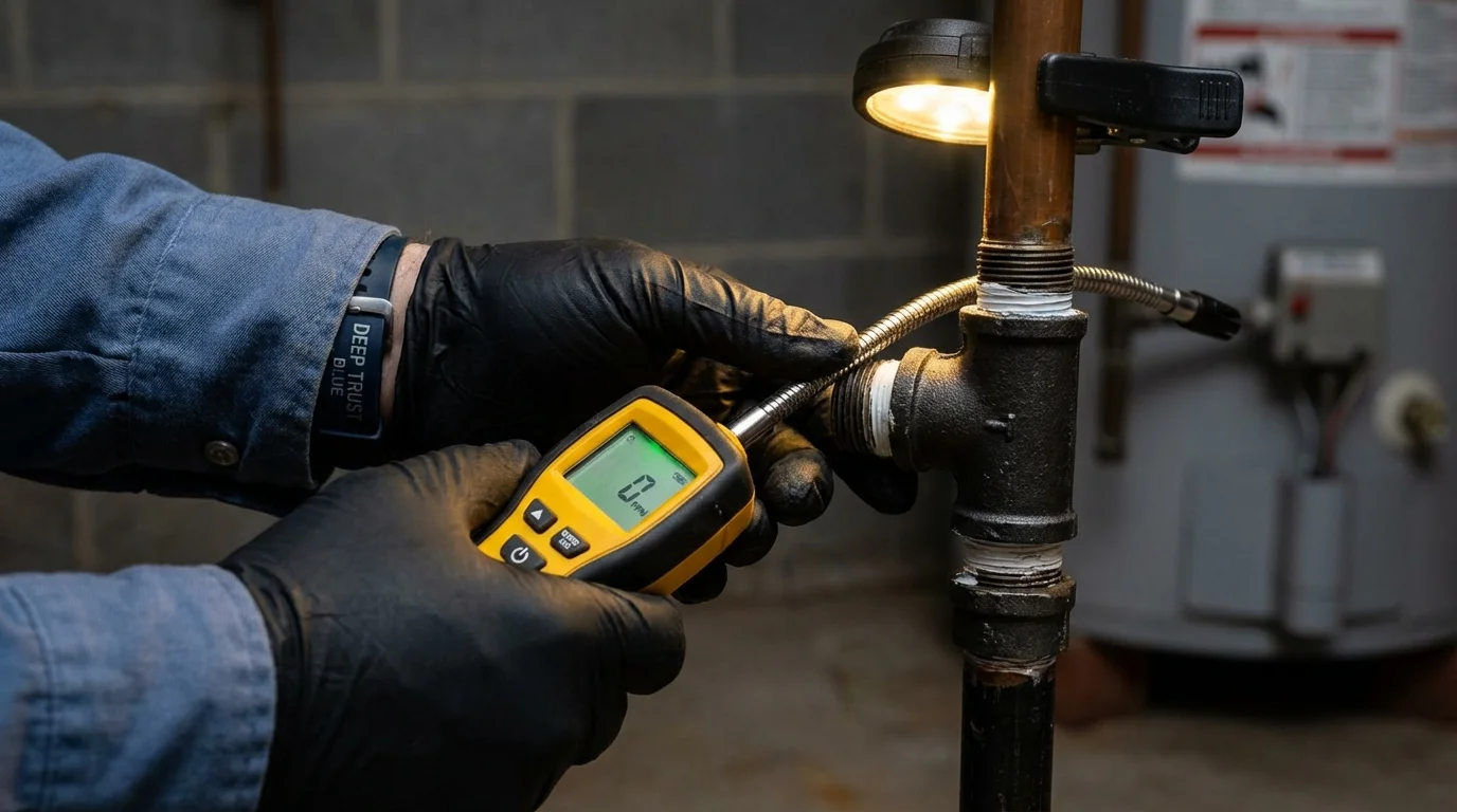 Gas leak detection with electronic sniffer by Johns Plumbing LLC in Ottumwa