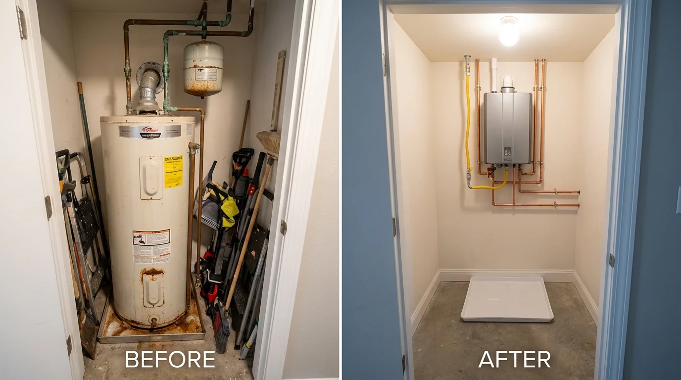 Tank water heater versus wall-mounted tankless unit comparison for Ottumwa, IA homeowners