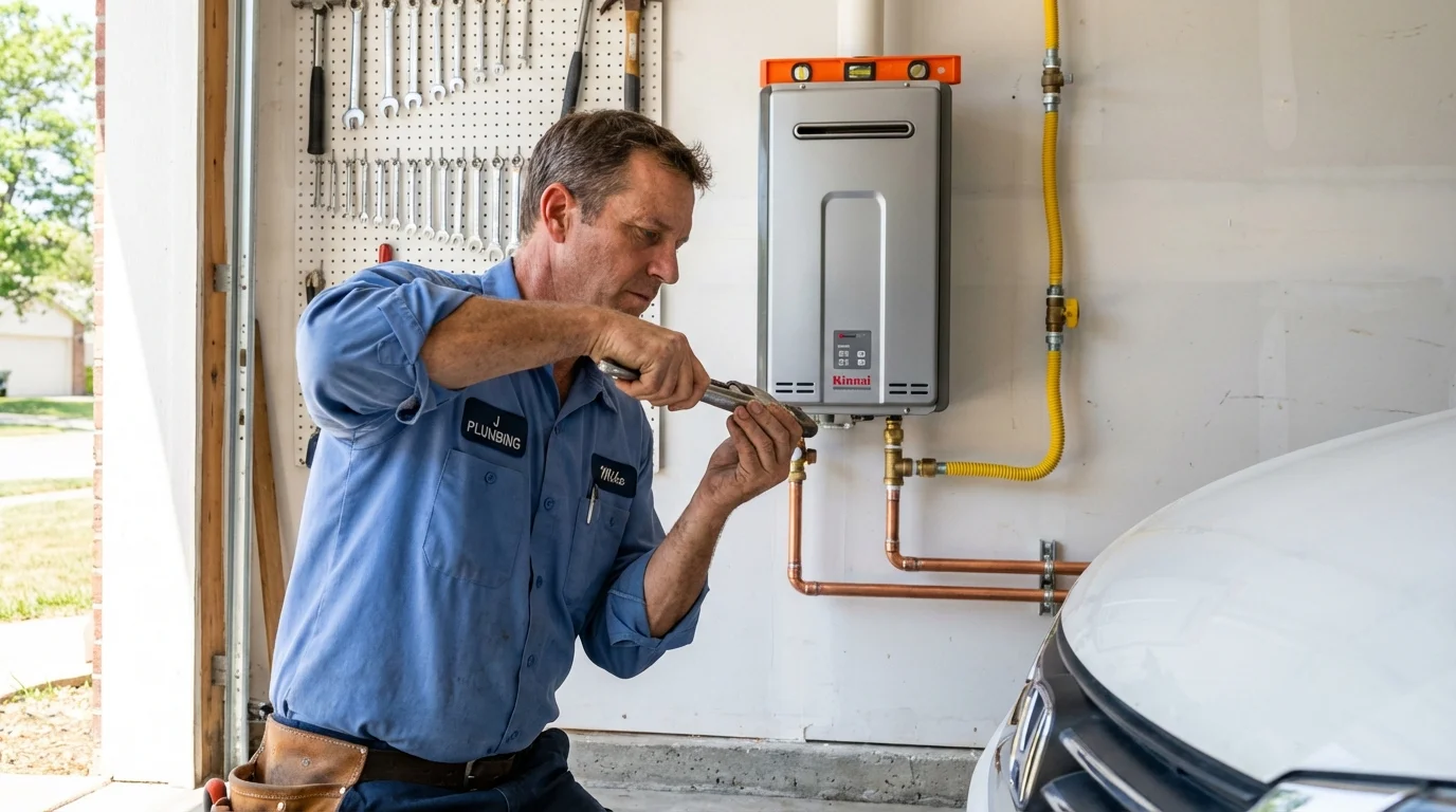 Tankless water heater installation by a Johns Plumbing LLC plumber in Ottumwa